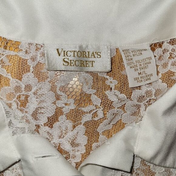 Vintage Gold Label Victoria's Secret White Lace Bridal Nightgown Shirt M/L - Picture 8 of 15